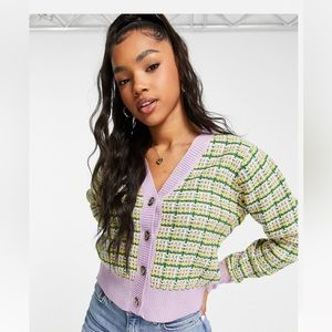 Cardigan in lilac check